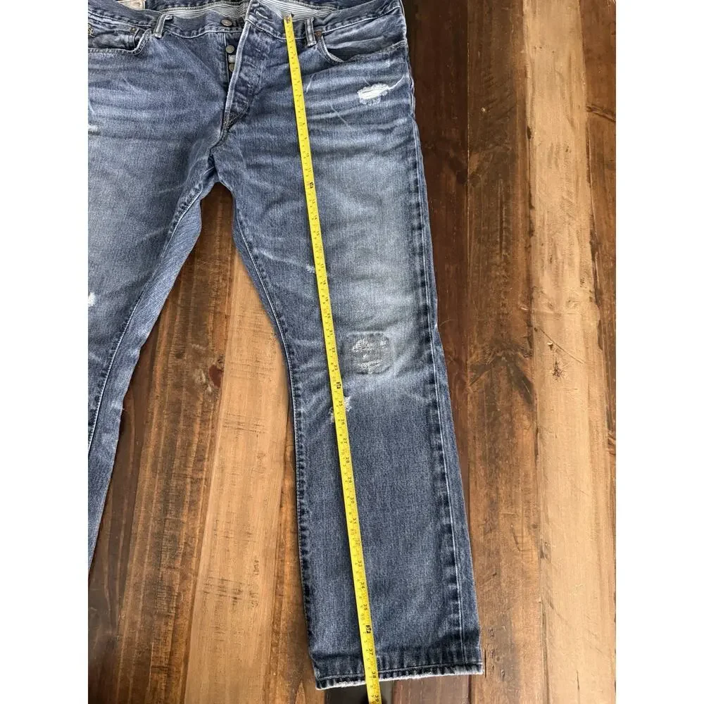 Vintage Polo Ralph Lauren Distressed Straight Leg Jeans Button Fly 40x30
